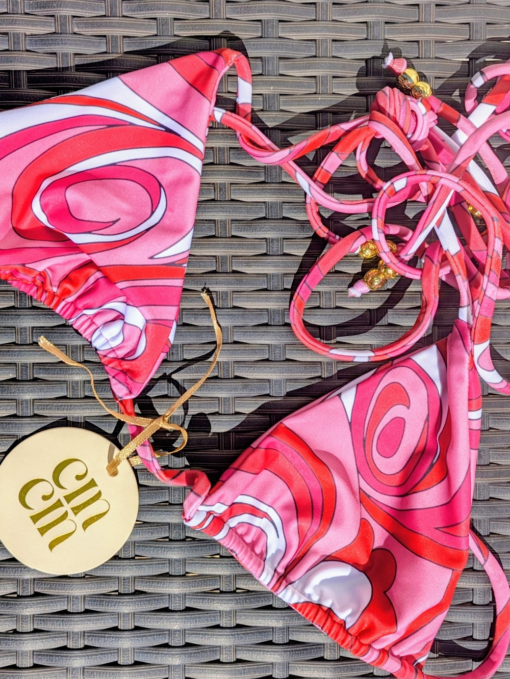 Cin Cin brand Pink Swirl Triangle Bikini Top - End Of Stock Sale!